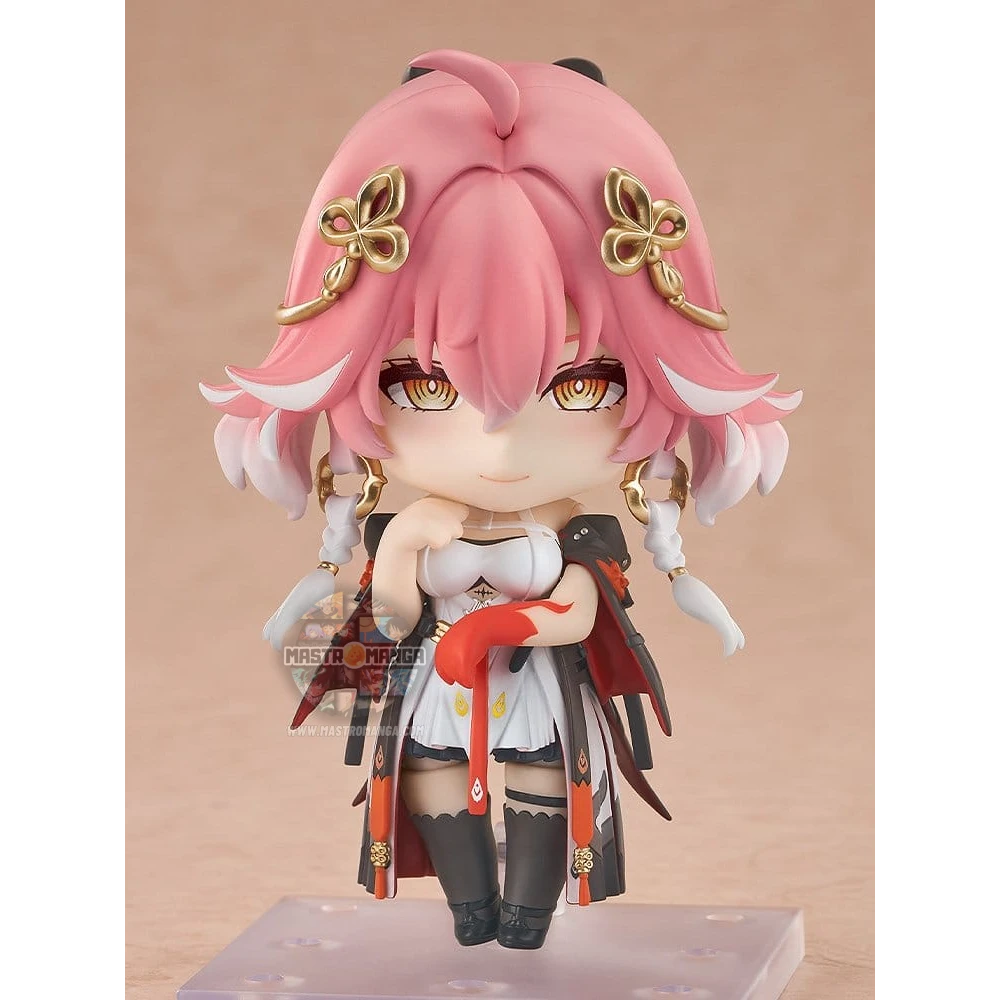 Figure Nendoroid Changli Wuthering Waves Good Smile Company con abito nero e rosso, spada e ventaglio cerimoniale