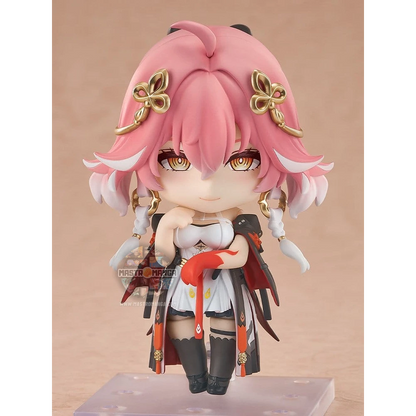 Figure Nendoroid Changli Wuthering Waves Good Smile Company con abito nero e rosso, spada e ventaglio cerimoniale