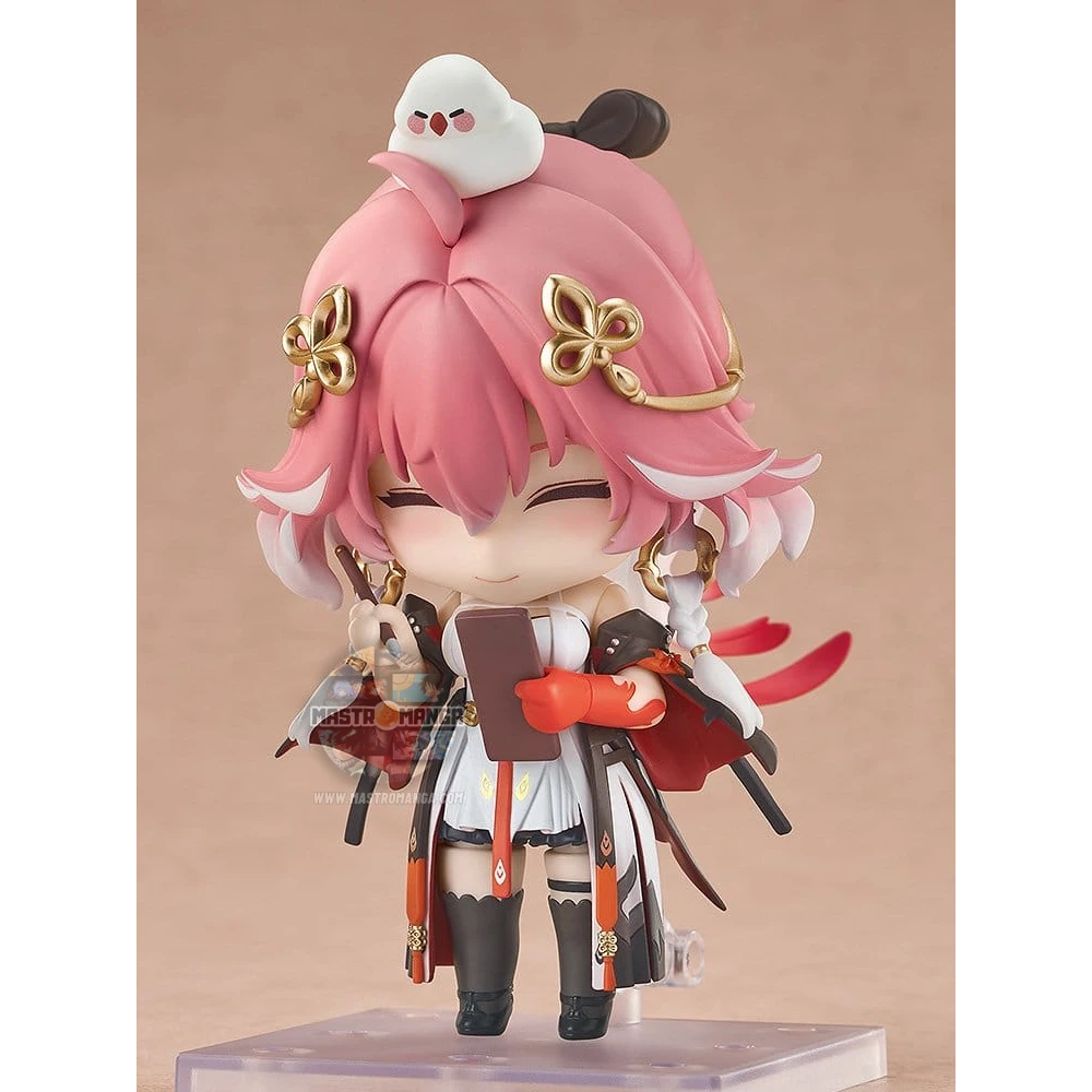 Figure Nendoroid Changli Wuthering Waves Good Smile Company con abito nero e rosso, spada e ventaglio cerimoniale