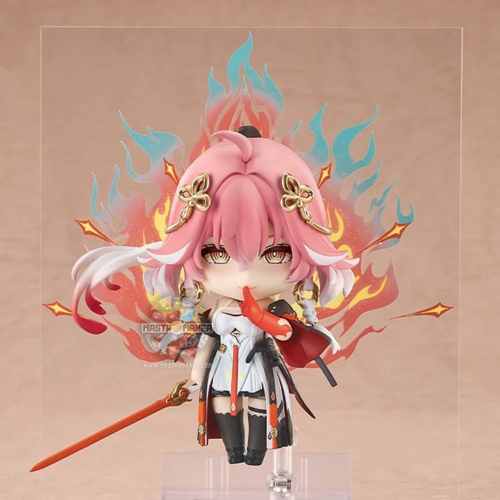Figure Nendoroid Changli Wuthering Waves Good Smile Company con abito nero e rosso, spada e ventaglio cerimoniale