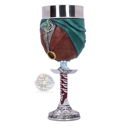 Calice da collezione Frodo Goblet Il Signore degli Anelli Nemesis Now con mantello hobbit e spilla a foglia elfica