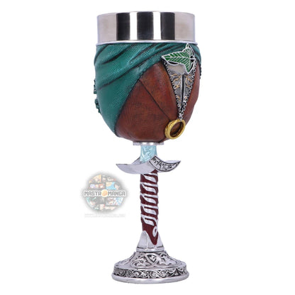 Calice da collezione Frodo Goblet Il Signore degli Anelli Nemesis Now con mantello hobbit e spilla a foglia elfica