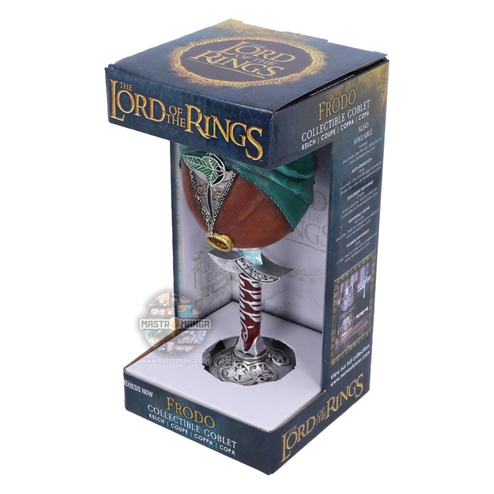Calice da collezione Frodo Goblet Il Signore degli Anelli Nemesis Now con mantello hobbit e spilla a foglia elfica