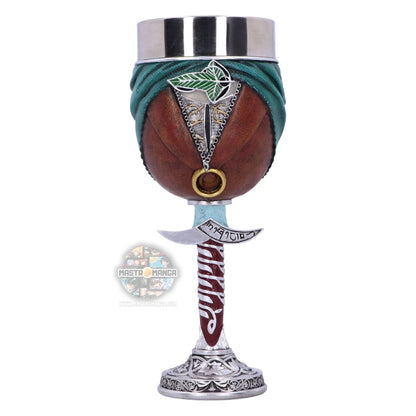 Calice da collezione Frodo Goblet Il Signore degli Anelli Nemesis Now con mantello hobbit e spilla a foglia elfica
