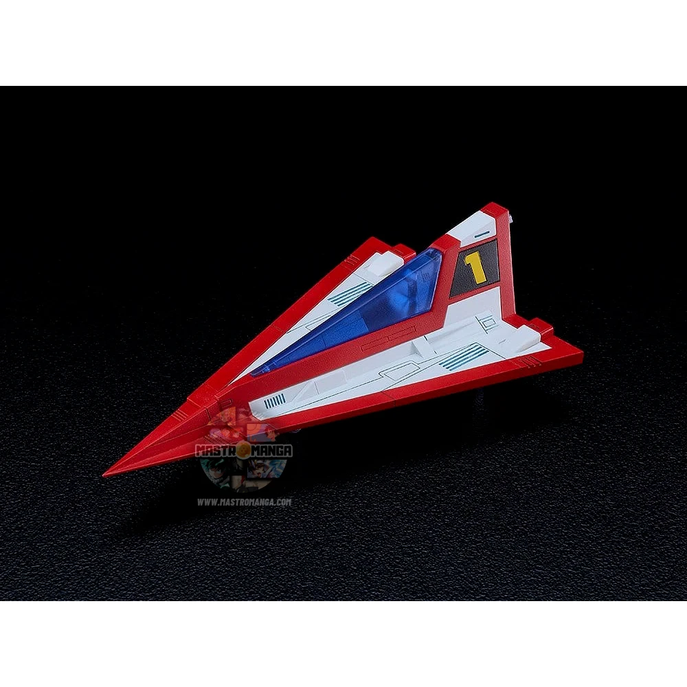 Model kit da assemblare del Gatcha Spartan dalla serie Gatchaman Fighter, linea MODEROID, mostrato nella sua configurazione unita con la colorazione fedele all'anime e i 5 singoli velivoli G1, G2, G3, G4 e G5