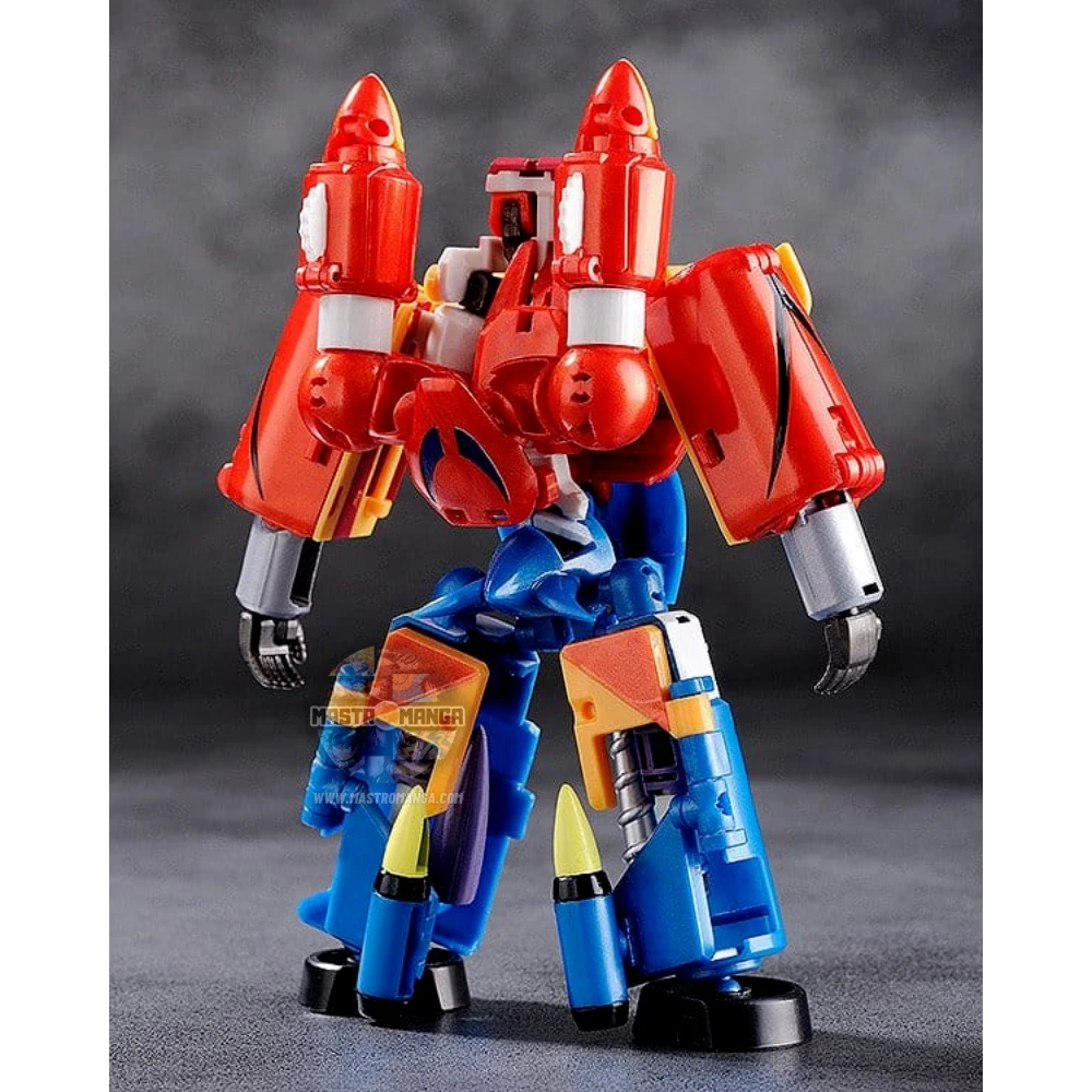 Set di tre mini figure Getter Robo G Dynamic Change FREEing che mostrano le tre navette Eagle, Jaguar e Bear che si combinano nei robot Getter