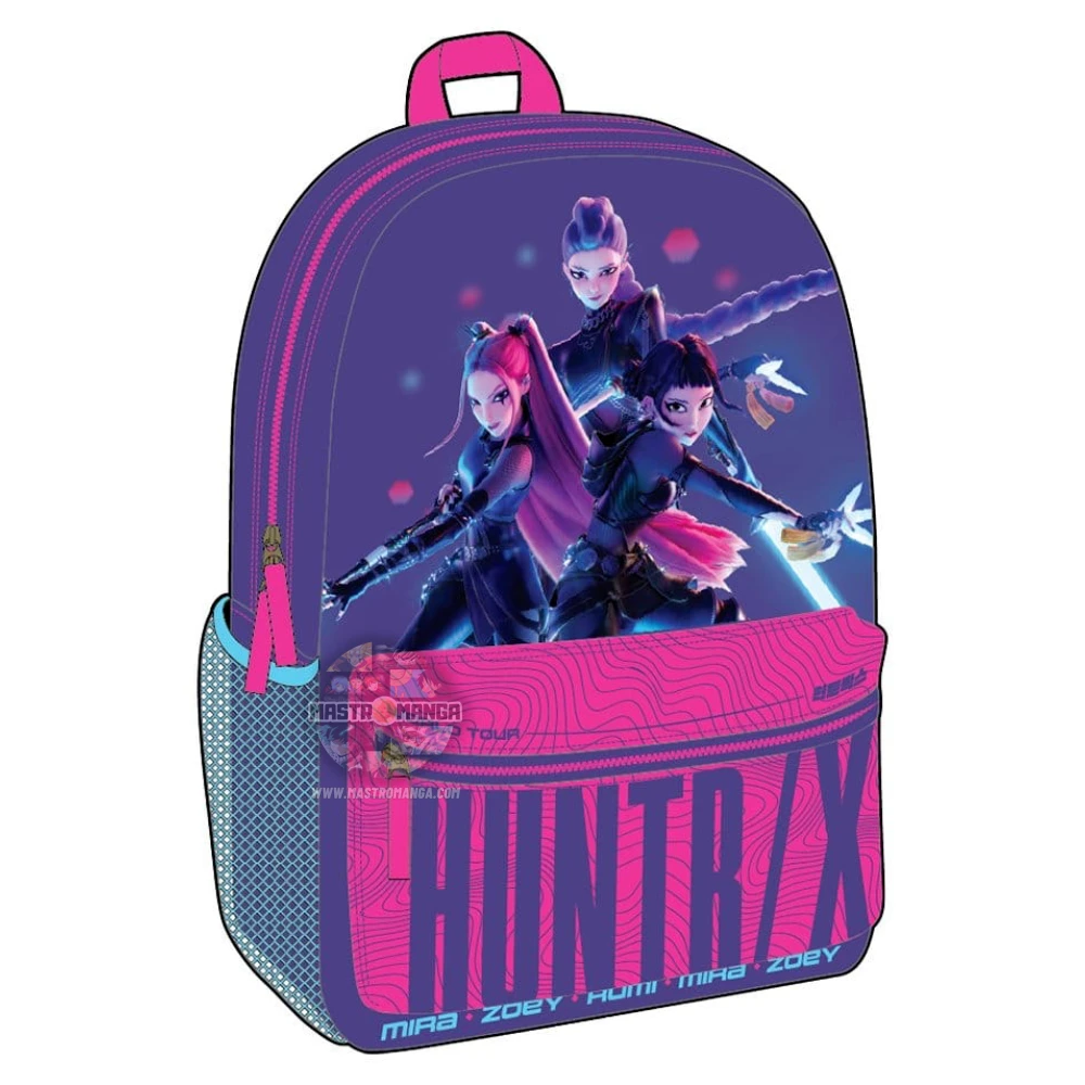 Zaino nero Huntrix K-Pop Demon Hunters prodotto da Pyramid International con loghi grafici ispirati alla serie e spallacci imbottiti