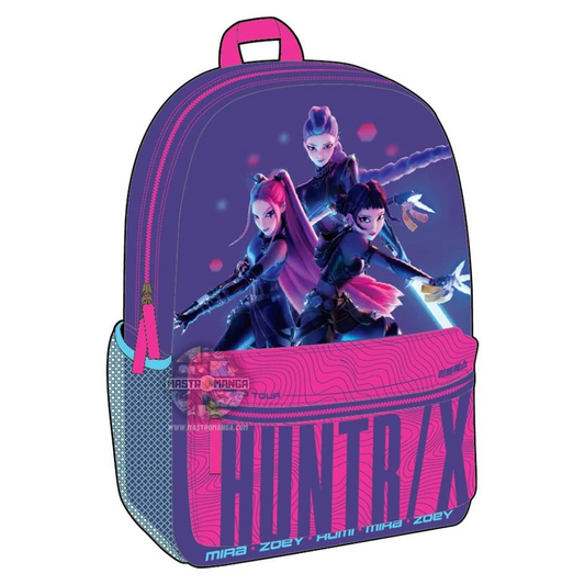 Zaino nero Huntrix K-Pop Demon Hunters prodotto da Pyramid International con loghi grafici ispirati alla serie e spallacci imbottiti