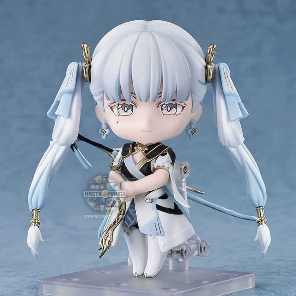 Figure Nendoroid Jinhsi Wuthering Waves Good Smile Company con abito cerimoniale bianco e azzurro e dettagli dorati