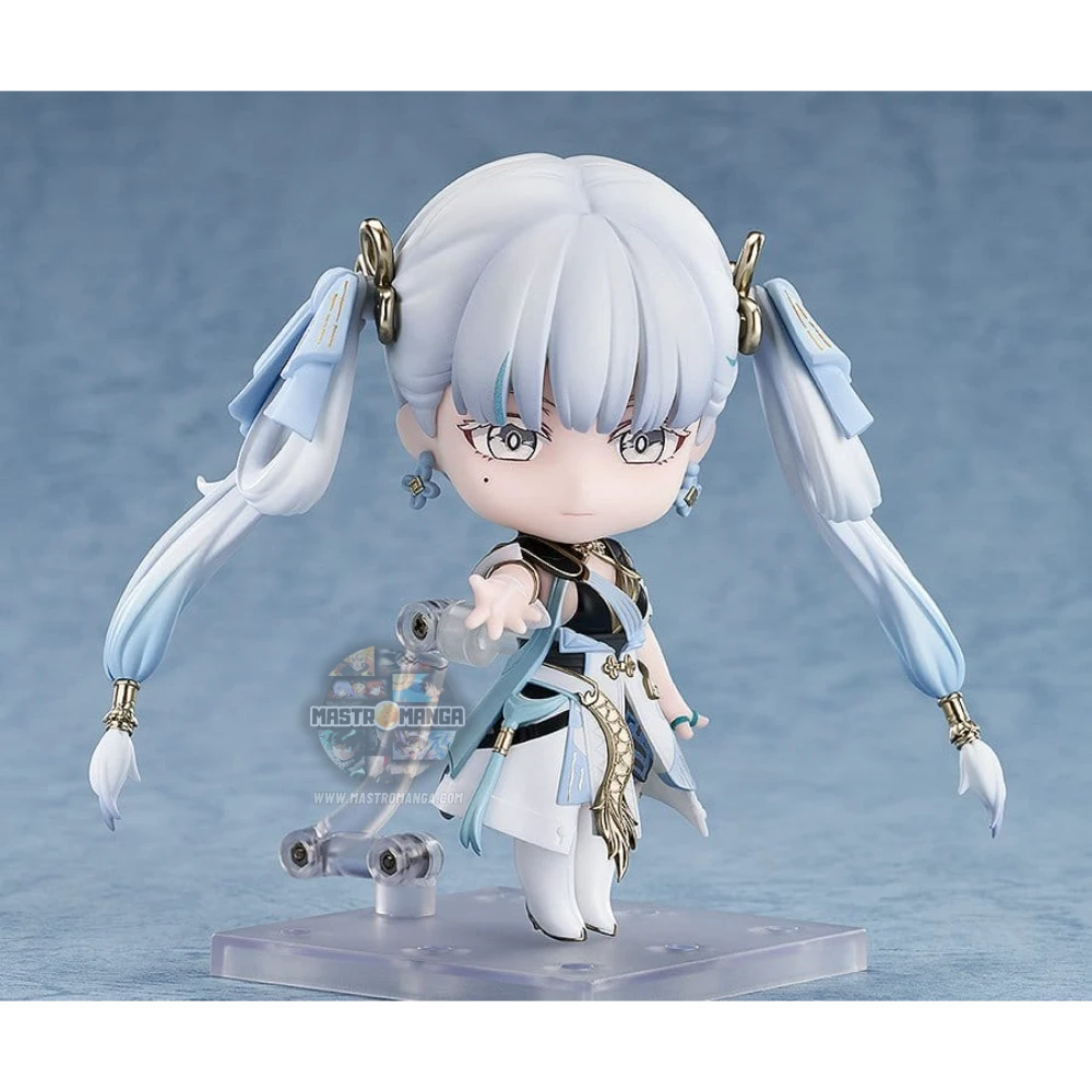 Figure Nendoroid Jinhsi Wuthering Waves Good Smile Company con abito cerimoniale bianco e azzurro e dettagli dorati