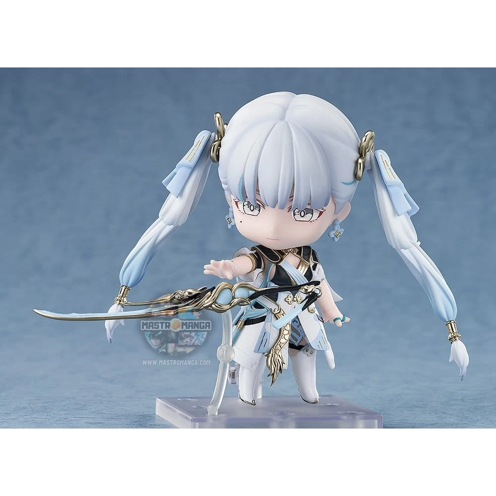Figure Nendoroid Jinhsi Wuthering Waves Good Smile Company con abito cerimoniale bianco e azzurro e dettagli dorati