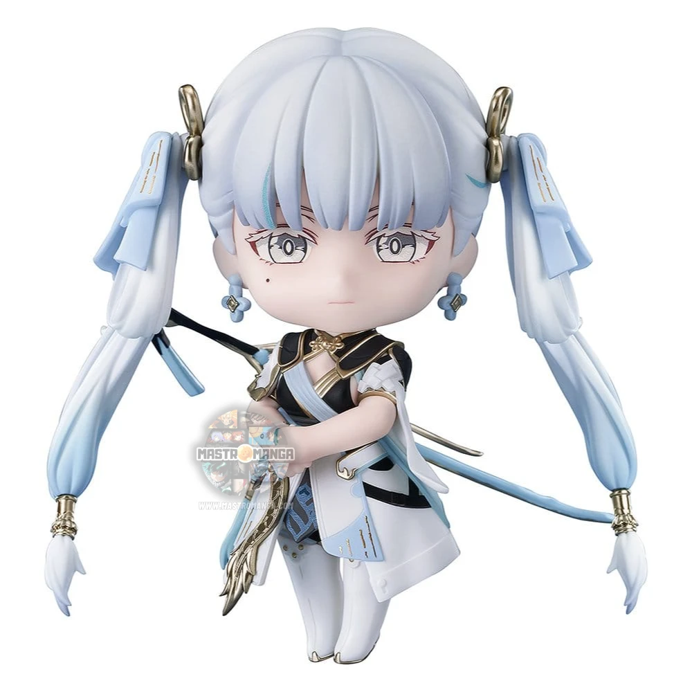 Figure Nendoroid Jinhsi Wuthering Waves Good Smile Company con abito cerimoniale bianco e azzurro e dettagli dorati