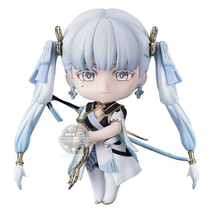 Figure Nendoroid Jinhsi Wuthering Waves Good Smile Company con abito cerimoniale bianco e azzurro e dettagli dorati