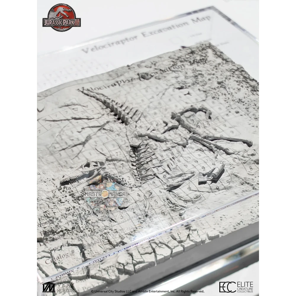 Velociraptor Excavation Map Jurassic Park 3 Elite Creature Collectibles - Statua da collezione ufficiale del temibile predatore con mappa di escavazione