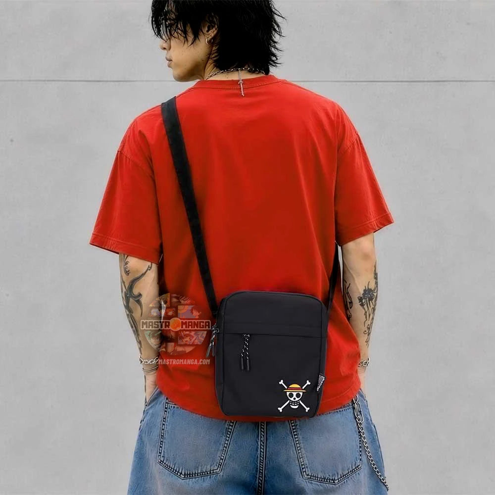 One Piece Luffy Jolly Roger Crossbody Bag (Black)