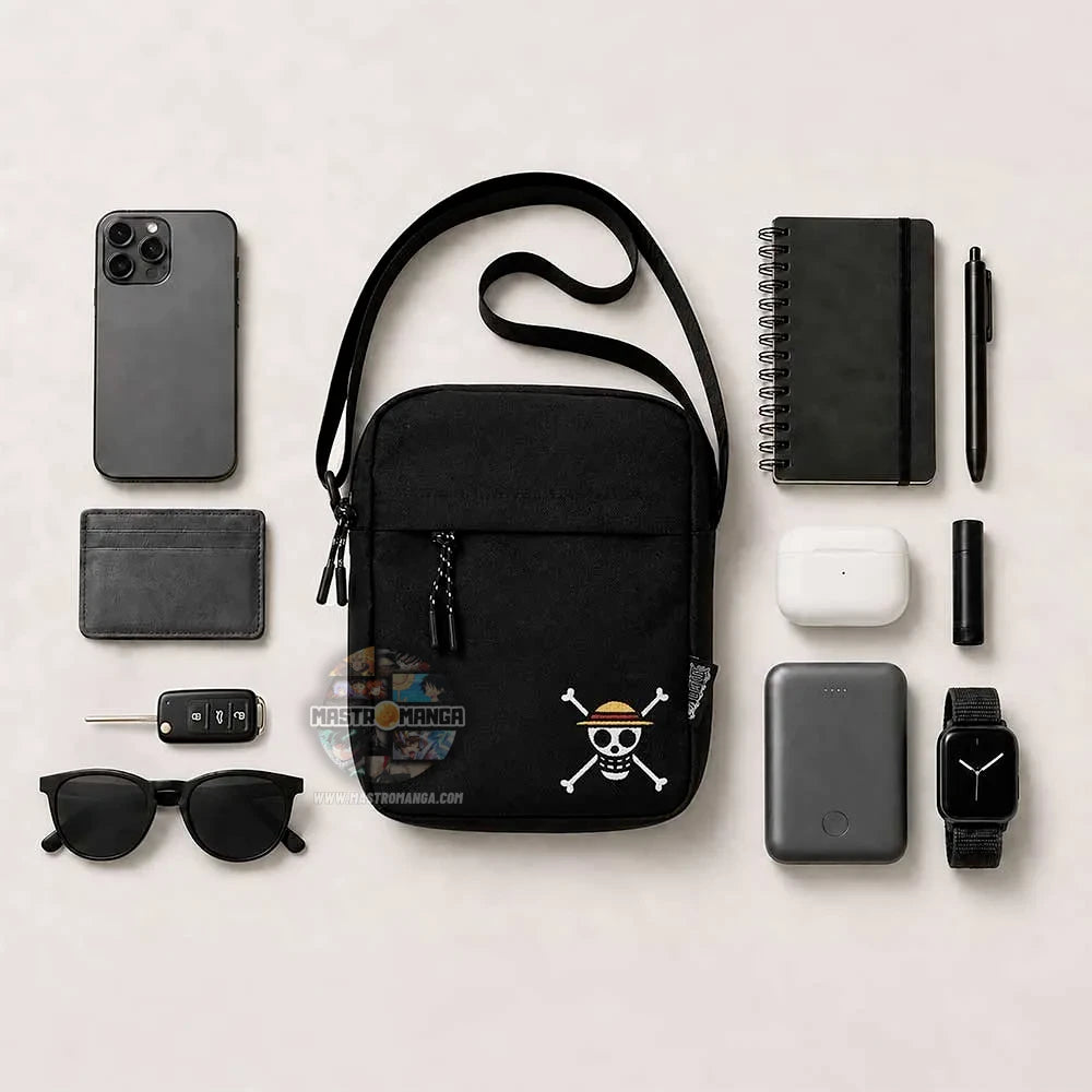 One Piece Luffy Jolly Roger Crossbody Bag (Black)