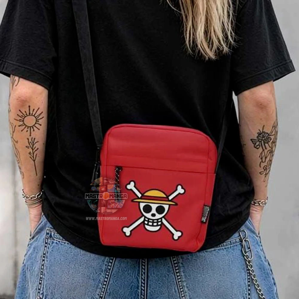 One Piece Luffy Jolly Roger Crossbody Bag (Red)