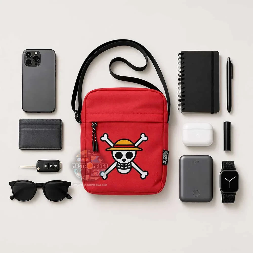 One Piece Luffy Jolly Roger Crossbody Bag (Red)