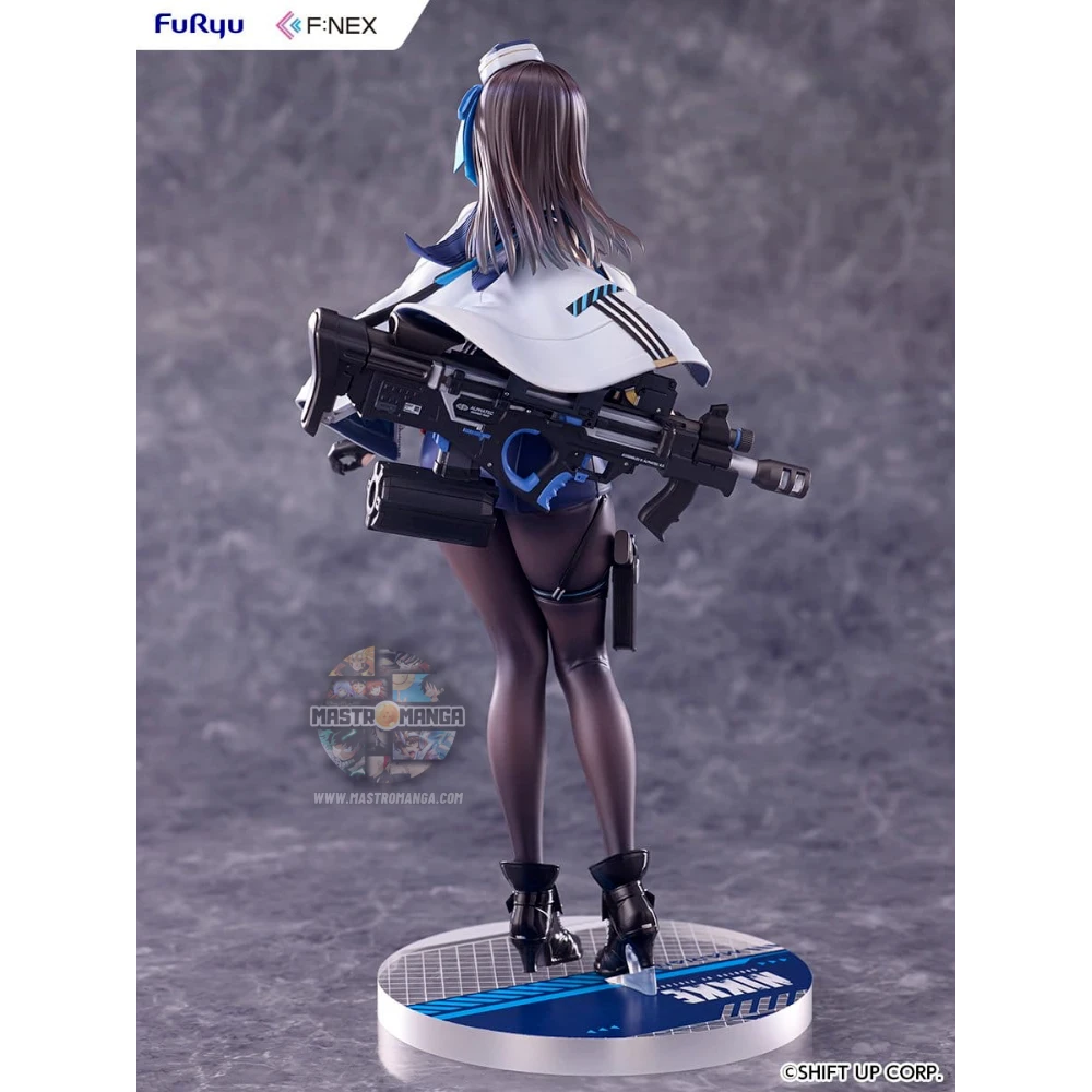 Statua da collezione di Marian dal videogioco Goddess of Victory: NIKKE, scala 1:7 prodotta da F:NEX FuRyu, con la sua divisa militare dettagliata e il fucile d'assalto