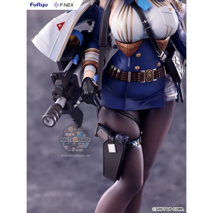 Statua da collezione di Marian dal videogioco Goddess of Victory: NIKKE, scala 1:7 prodotta da F:NEX FuRyu, con la sua divisa militare dettagliata e il fucile d'assalto