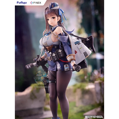 Statua da collezione di Marian dal videogioco Goddess of Victory: NIKKE, scala 1:7 prodotta da F:NEX FuRyu, con la sua divisa militare dettagliata e il fucile d'assalto