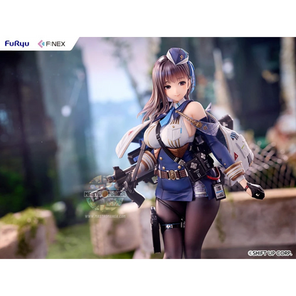 Statua da collezione di Marian dal videogioco Goddess of Victory: NIKKE, scala 1:7 prodotta da F:NEX FuRyu, con la sua divisa militare dettagliata e il fucile d'assalto