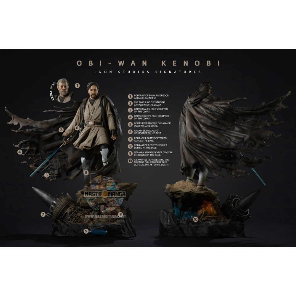 Obi-Wan Kenobi Legacy Replica Signatures Star Wars Iron Studios - Statua premium in scala reale del Maestro Jedi con abito e spada laser