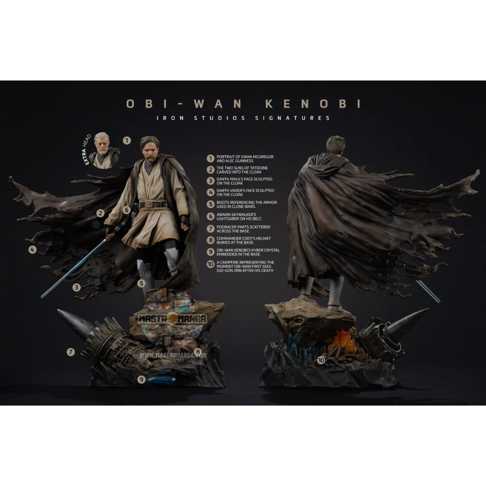 Obi-Wan Kenobi Signatures Star Wars Iron Studios - Statua da collezione ufficiale del Maestro Jedi con abito e spada laser iconica
