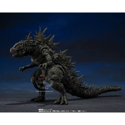 Action figure articolata S.H.MonsterArts di Godzilla 2023 nella forma di Odo Island Monster da Godzilla Minus One, con pelle rugosa marrone, fauci aperte e piccoli aculei dorsali