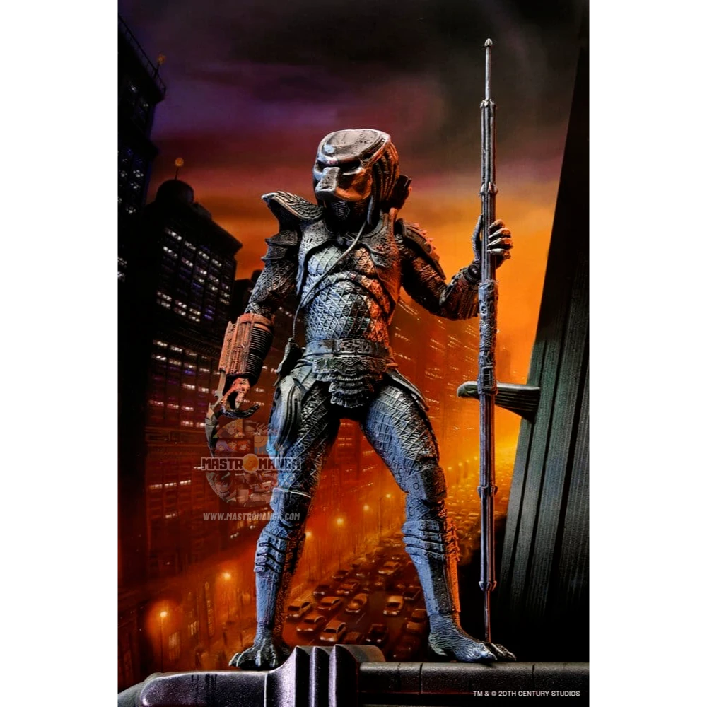 Action figure NECA del City Hunter Predator dalla serie Predator 2, versione Poster Series con colorazione speciale che richiama le luci e le ombre della locandina originale del film