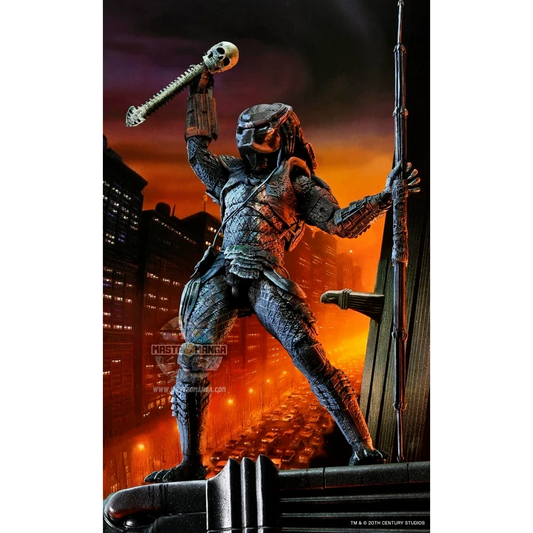 Action figure NECA del City Hunter Predator dalla serie Predator 2, versione Poster Series con colorazione speciale che richiama le luci e le ombre della locandina originale del film