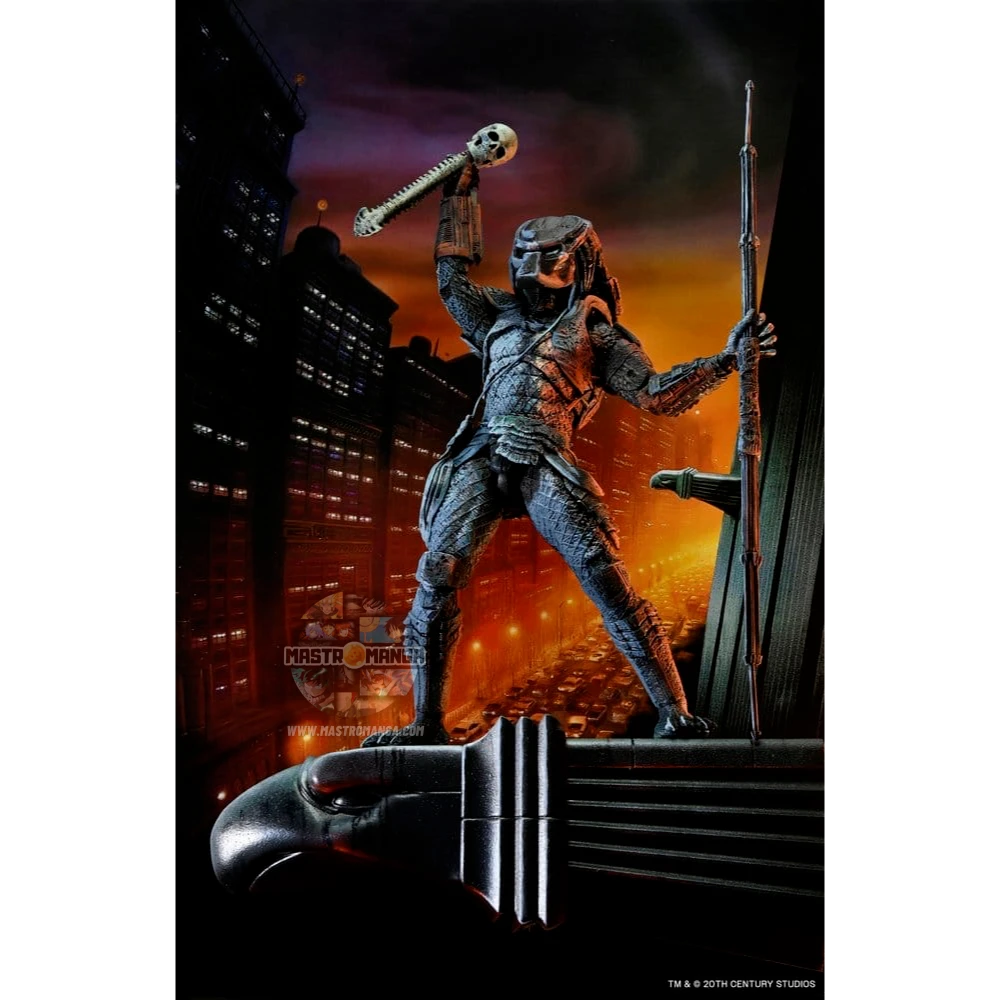 Action figure NECA del City Hunter Predator dalla serie Predator 2, versione Poster Series con colorazione speciale che richiama le luci e le ombre della locandina originale del film