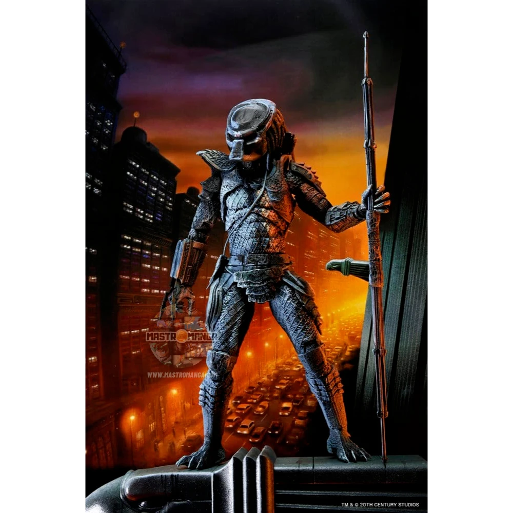 Action figure NECA del City Hunter Predator dalla serie Predator 2, versione Poster Series con colorazione speciale che richiama le luci e le ombre della locandina originale del film