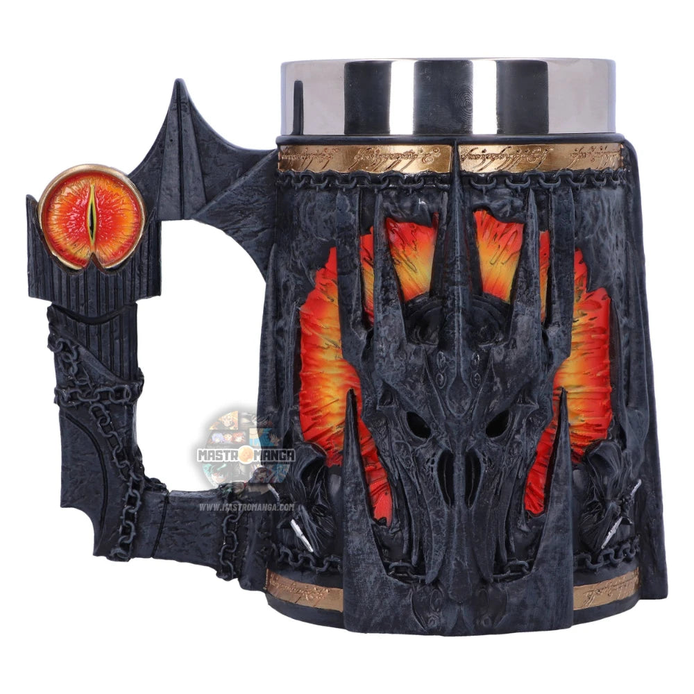 Boccale da collezione Sauron Tankard Il Signore degli Anelli Nemesis Now con elmo di Sauron e Unico Anello sul manico