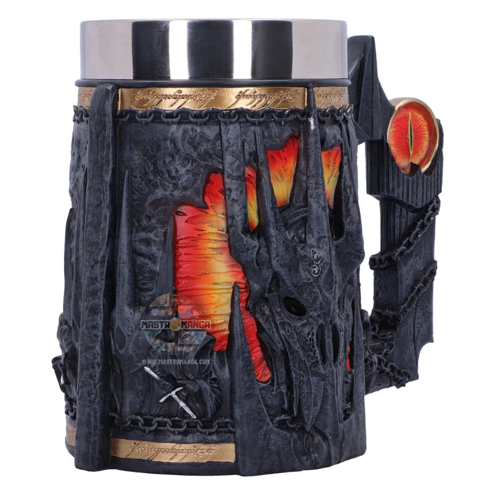 Boccale da collezione Sauron Tankard Il Signore degli Anelli Nemesis Now con elmo di Sauron e Unico Anello sul manico