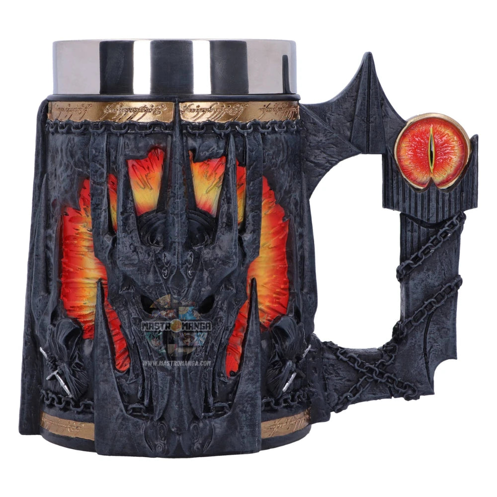 Boccale da collezione Sauron Tankard Il Signore degli Anelli Nemesis Now con elmo di Sauron e Unico Anello sul manico