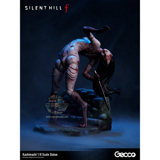 Statua da collezione Kashimashi dal videogioco Silent Hill f prodotta da Gecco, raffigurante una creatura grottesca composta da volti e fiori di giglio ragno rosso