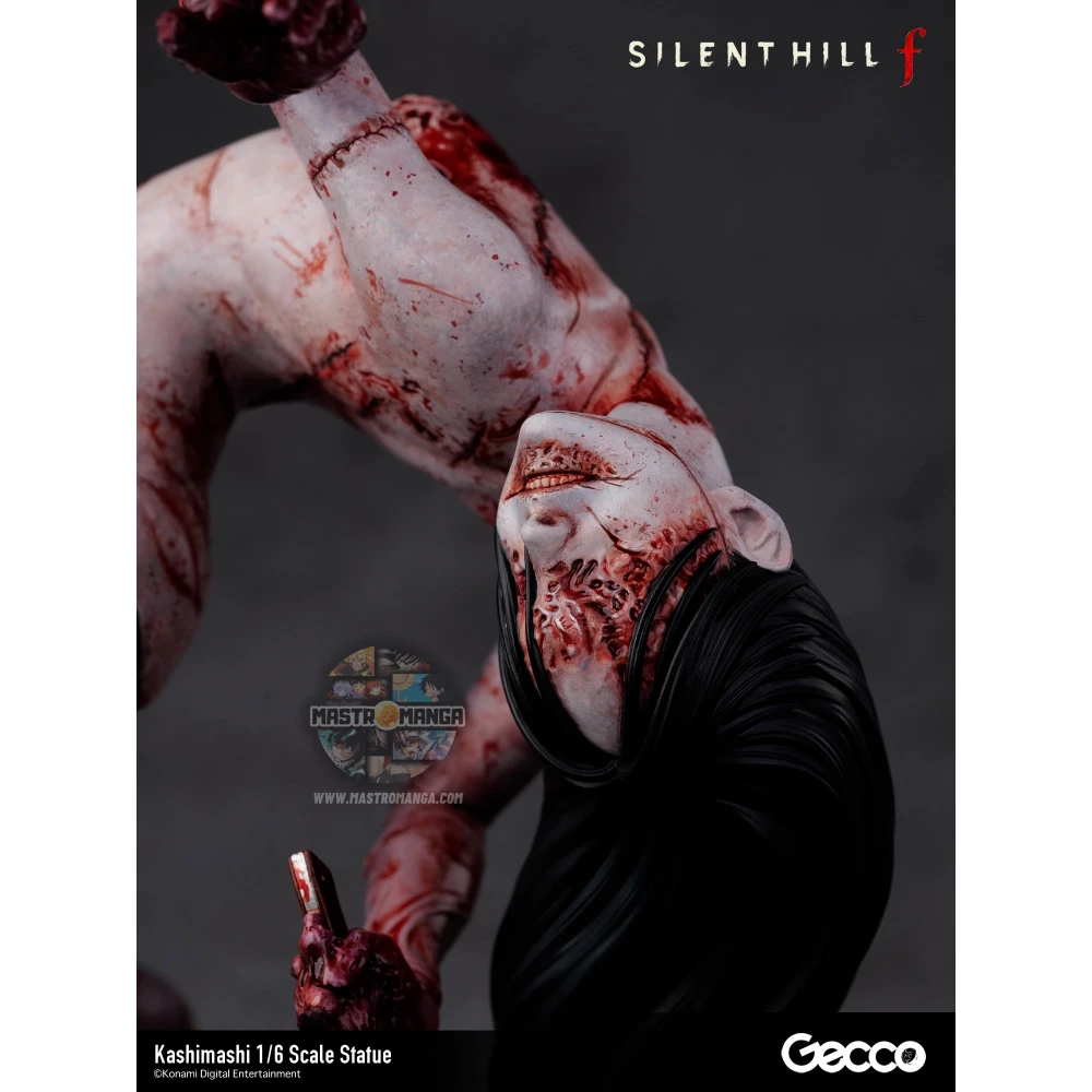 Statua da collezione Kashimashi dal videogioco Silent Hill f prodotta da Gecco, raffigurante una creatura grottesca composta da volti e fiori di giglio ragno rosso