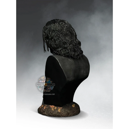 Busto a grandezza naturale di Eric Draven dal film Il Corvo (The Crow) prodotto da Hollywood Collectibles, con trucco iconico e base decorativa