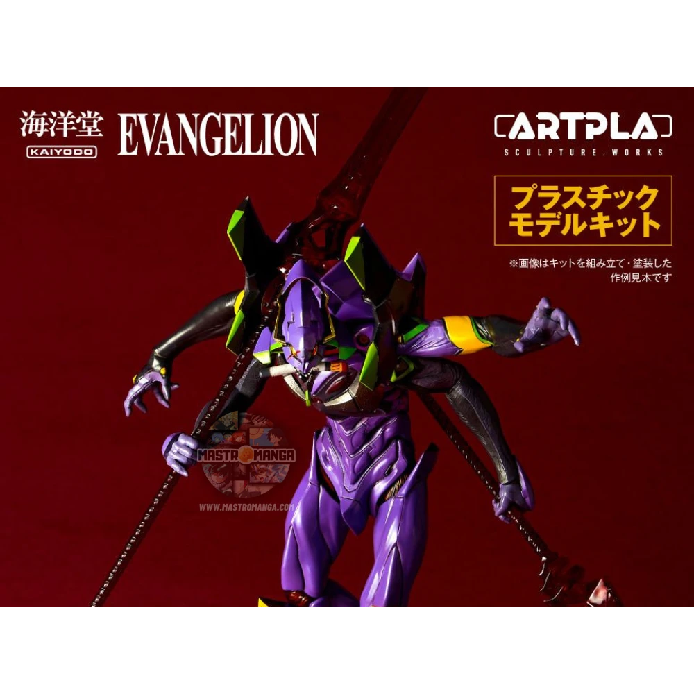 Model kit Artpla Evangelion Unità-13 Last Executioner Kaiyodo in posa imponente con quattro braccia e lance