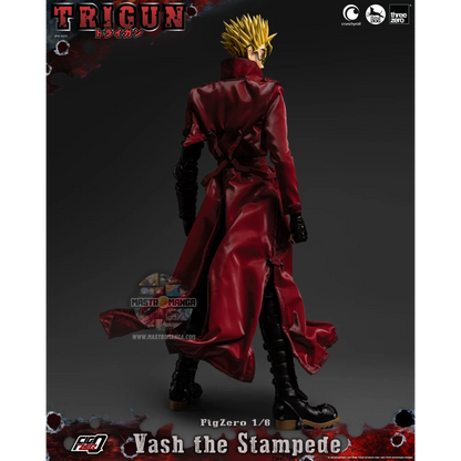 Vash The Stampede Action Figure Trigun Threezero - Figure da collezione ufficiale con cappotto rosso e Stampede Gun