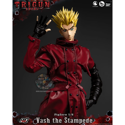 Vash The Stampede Action Figure Trigun Threezero - Figure da collezione ufficiale con cappotto rosso e Stampede Gun