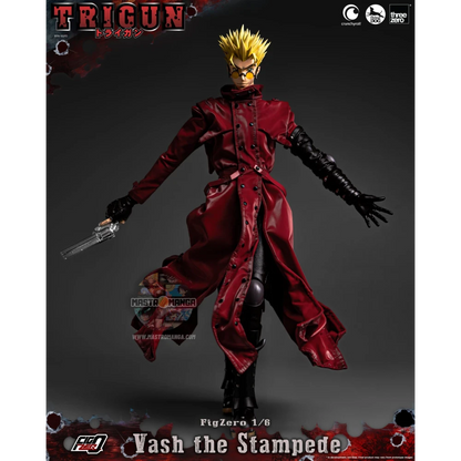 Vash The Stampede Action Figure Trigun Threezero - Figure da collezione ufficiale con cappotto rosso e Stampede Gun