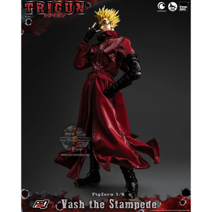 Vash The Stampede Action Figure Trigun Threezero - Figure da collezione ufficiale con cappotto rosso e Stampede Gun