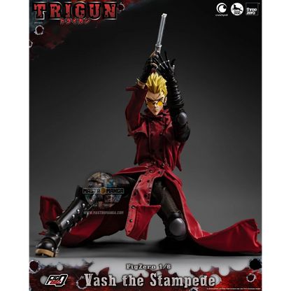 Vash The Stampede Action Figure Trigun Threezero - Figure da collezione ufficiale con cappotto rosso e Stampede Gun
