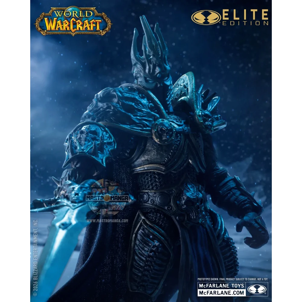 Action figure del Lich King Arthas Menethil da World of Warcraft, linea Elite Edition di McFarlane Toys, con armatura dettagliata e spada Frostmourne