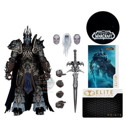 Action figure del Lich King Arthas Menethil da World of Warcraft, linea Elite Edition di McFarlane Toys, con armatura dettagliata e spada Frostmourne