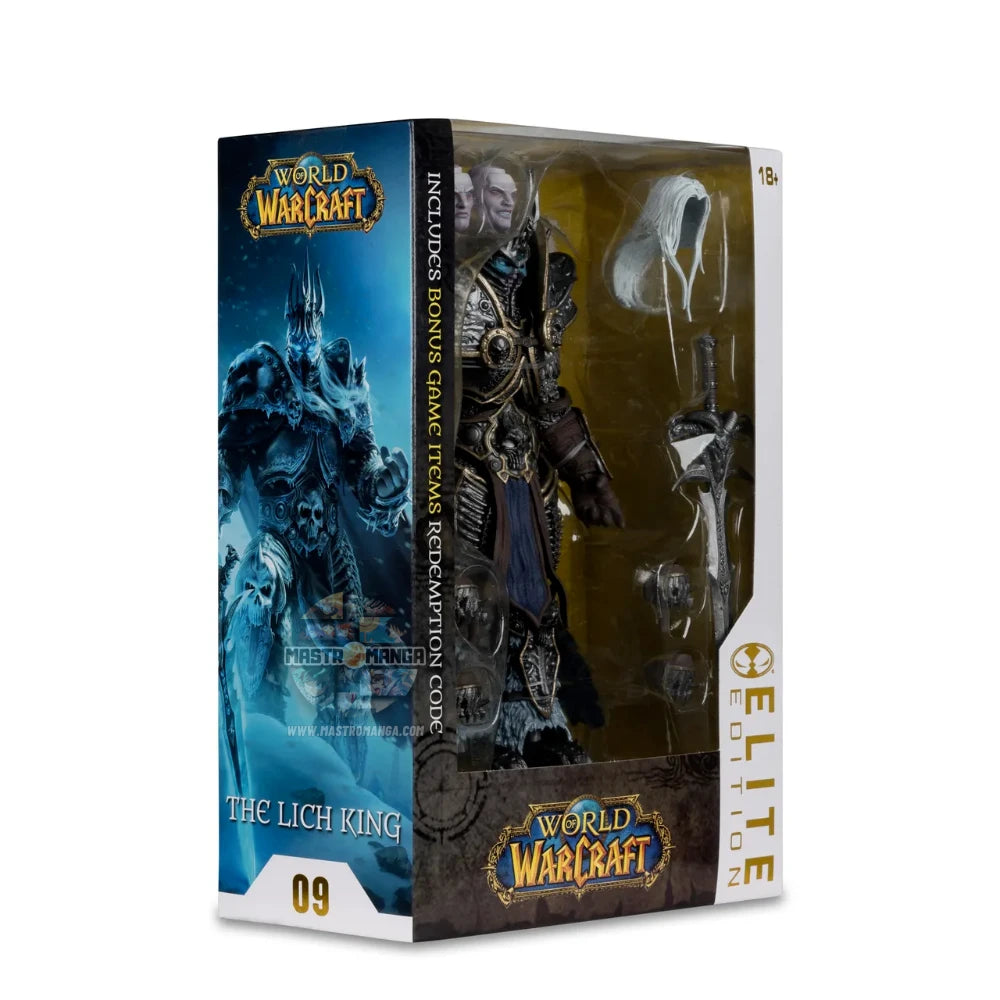 Action figure del Lich King Arthas Menethil da World of Warcraft, linea Elite Edition di McFarlane Toys, con armatura dettagliata e spada Frostmourne