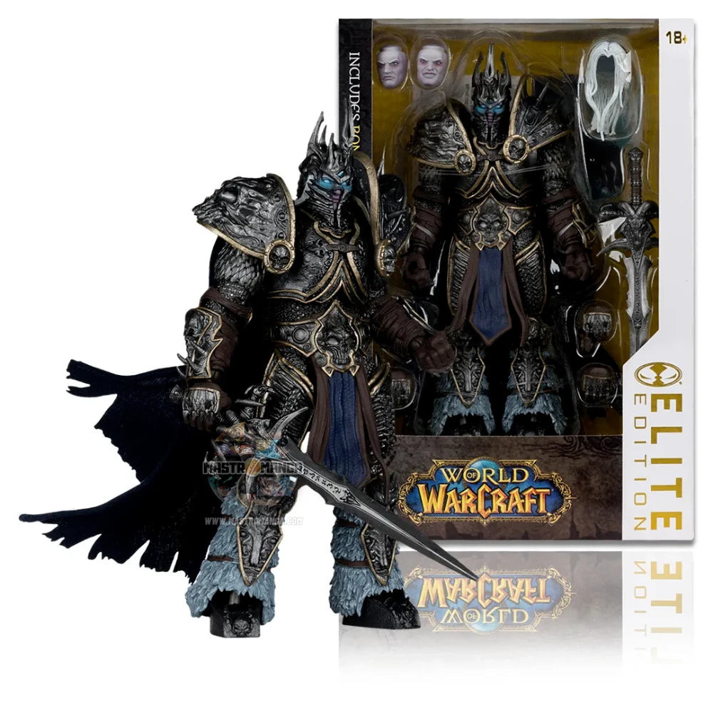 Action figure del Lich King Arthas Menethil da World of Warcraft, linea Elite Edition di McFarlane Toys, con armatura dettagliata e spada Frostmourne